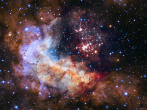 On April, 1980, the Hubble Space Telescope was launched into space aboard the shuttle Discovery. In the quarter century since then, it has changed our view, and understanding, of the universe. Above, NASA released an image called Celestial Fireworks to celebrate the Hubble 25th Anniversary. It reveals a vast cluster of some 3,000 stars called Westerlund 2, discovered in the 1960s by  Swedish astronomer Bengt Westerlund. They are 20,000 light-years away from Earth, in the constellation Carina.