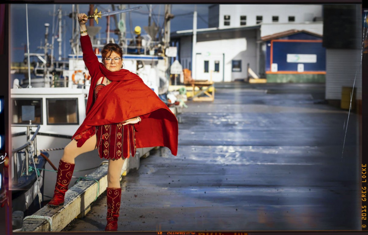 MARG! Princess Warrior, a character of writer, actor and comedian Mary Walsh, urged Canadians to vote to defeat the Harper Government. Greg Locke © 2015