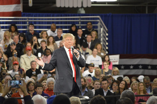 Presidential candidate Donald Trump during a town hall at the Iowa State Fairgrounds in Des Moines, Iowa on Friday, Dec. 11, 2015. © Alex Hanson 2015