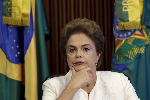 Brazil's President Dilma Rousseff looks on during a meeting with state governors at the Planalto Palace in Brasilia, Brazil March 4, 2016. REUTERS/Ueslei Marcelino