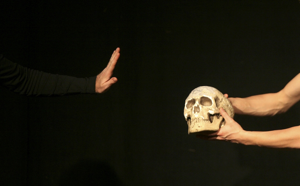 An actor performs during William Shakespeare's theatre play "Hamlet" at the Jerusalem Centre for the Performing Arts in this file photograph dated December 11, 2008. REUTERS/ Eliana Aponte/files