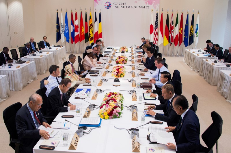 Leaders attend the the first Outreach Session during the second day of the Group of Seven (G7) summit meetings in Ise Shima, Japan, May 27, 2016. REUTERS/Jim Watson/Pool