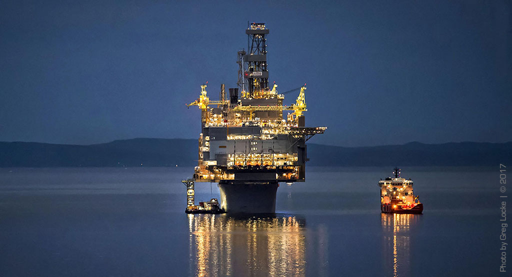 The Hebron offshore oil production platform awaits tow out to the Grand Banks of Newfoundland. Photo by Greg Locke © 2017 -www.greglocke.comThe Hebron offshore oil production platform awaits tow out to the Grand Banks of Newfoundland. Photo by Greg Locke © 2017 -www.greglocke.com